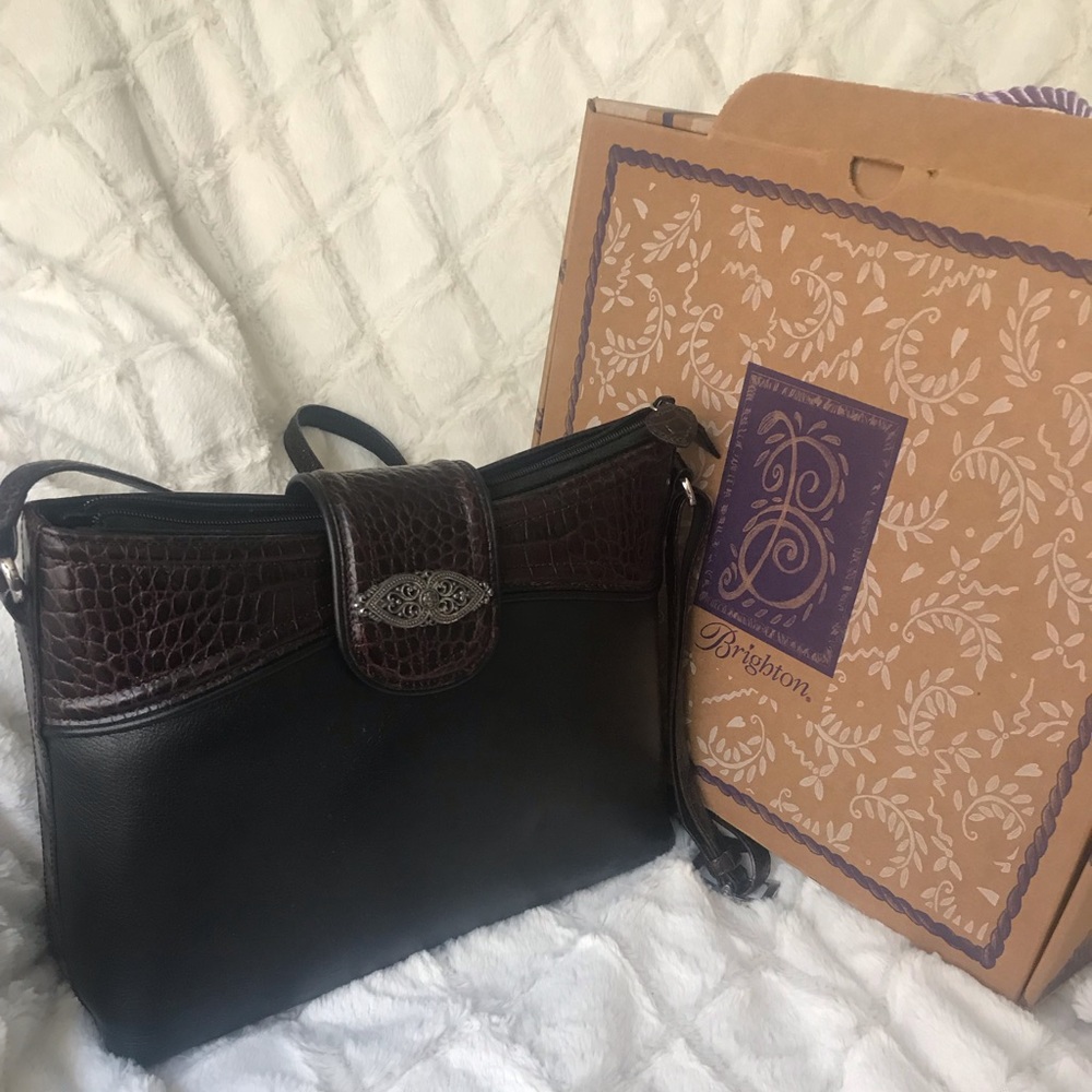 Brighton black leather organizer bag